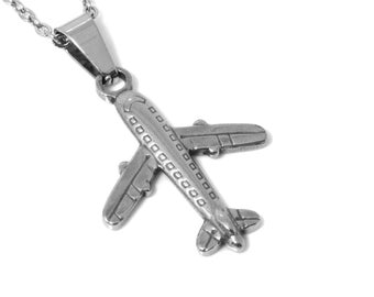Collar de avión, colgante de piloto, colgante de aviación, joyería voladora en acero inoxidable