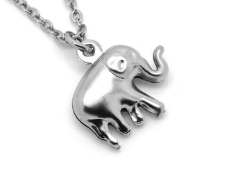 Silver Elephant Necklace, Wildlife Pendant, African Animal Jewelry