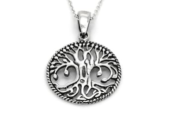 Silver Tree of Life Necklace, 925 Sterling Pendant, Nature Jewelry
