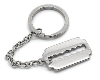 Razor Blade Pendant Keychain, Razor Blade Keyring, Razor Blade