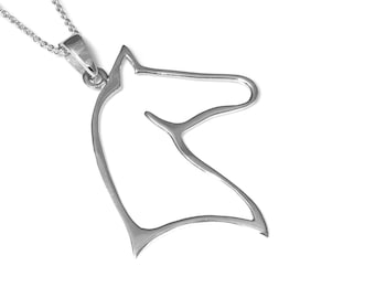 Collar de cabeza de caballo de plata esterlina, colgante de caballo, joyería para montar a caballo