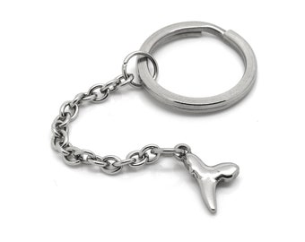 Stainless Steel Shark Tooth Keychain with 25 mm Key Ring