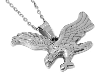 Eagle Necklace, Bird Pendant, Animal Jewelry in Stainless Steel