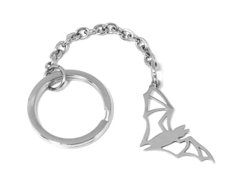 Bat Keychain in Stainless Steel with 25 mm Key Ring