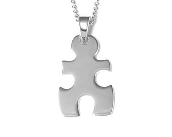 Silver Puzzle Piece Necklace, Sterling 925 Jigsaw Toy Jewelry