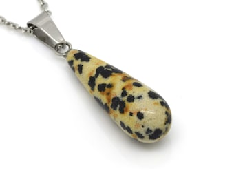 Collar de jaspe dálmata, colgante natural de piedras preciosas, joyería de piedra natural