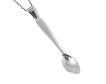 Collana con ciondolo a forma di cucchiaio, ciondolo da chef, gioiello da cucina in acciaio inossidabile