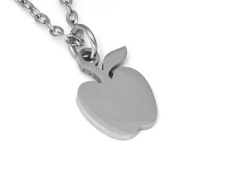 Apple Necklace, Fruit Pendant, Nature Jewelry in Stainless Steel