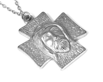 Sunflower Jewellery Couple Cross Necklace Set His Hers Stainless Steel Pendant Necklace for Womens Mens (Black