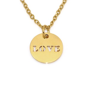 LOVE Tag Necklace, Gold Jewelry in Stainless Steel