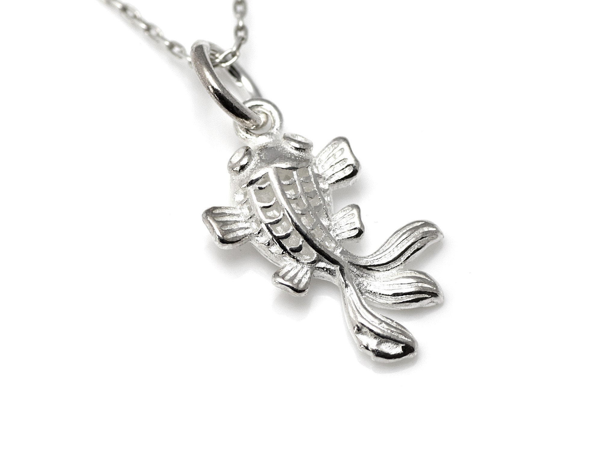 Fish Necklace in Sterling Silver, Natuical Pendant, Ocean Animal Jewelry