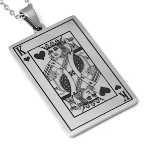 Collana Re di Cuori, Ciondolo Carta da Gioco, Gioielli da Mazzo in Acciaio Inossidabile