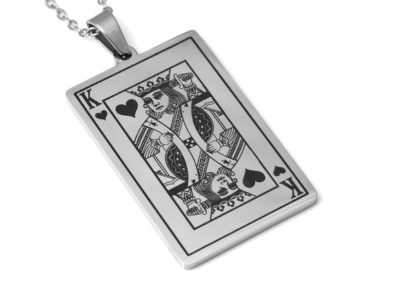 King of Hearts Necklace Playing Card Pendant Deck Jewelry in Stainless Steel Etsy Canada
