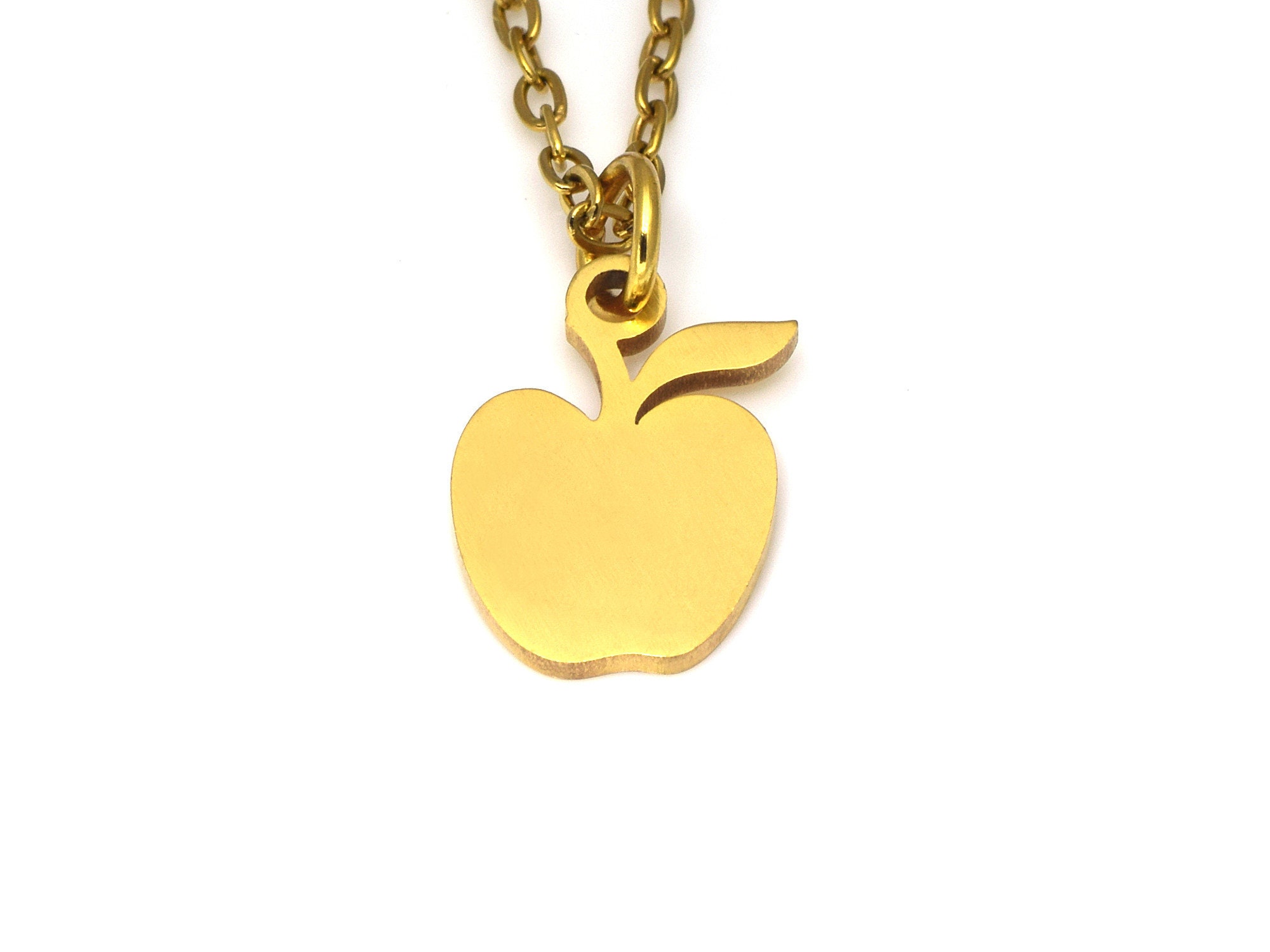 Collana Moda Titanio Oro Con Pendente Stella Mela E Zirconi – Gioiello Fashion