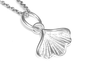 Collar de Ginkgo Biloba en Plata de Ley, Colgante de Hoja, Joyería Natural