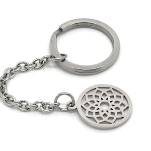 Chakra Sahasrara Charm Schlüsselanhänger aus Edelstahl mit 25 mm Schlüsselanhänger