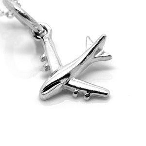 Flugzeug Anhänger Halskette, 925 Sterling Silber Schmuck, Piloten Anhänger