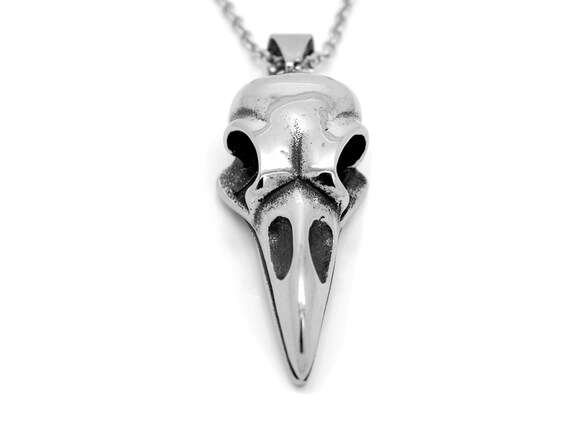 Bird Skull Necklace in Stainless Steel on 24