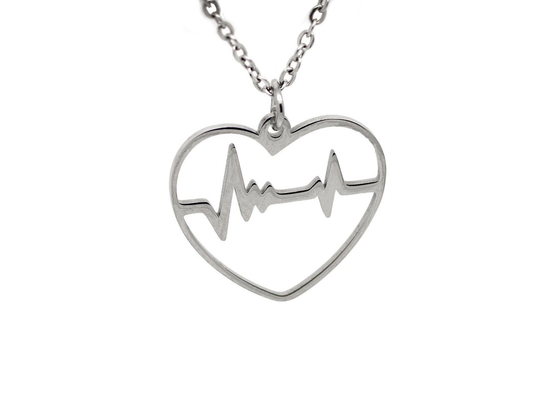 Heartbeat Necklace, EKG Beat of Heart Pendant, Nurse Doctor Medical