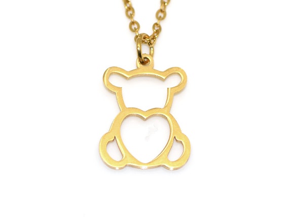 bronze grizzly bear pendant, 14K gold filled chain – of beasts and beauty