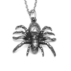 Houpotao Silver Spider Pendant Necklace Stainless Steel