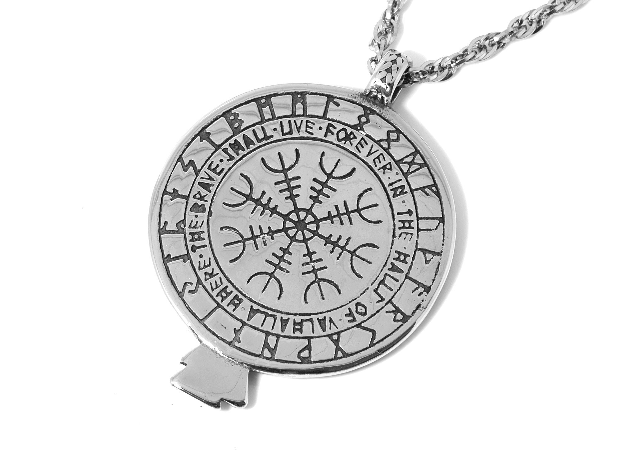 Vegvisir Viking Compass Necklace, Raven Pendant With Futhark Runes ...