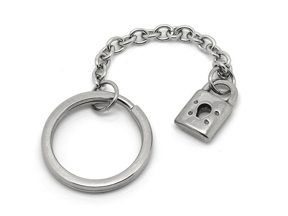 Stainless Steel Padlock Keychain With 25 Mm Key Ring - Etsy