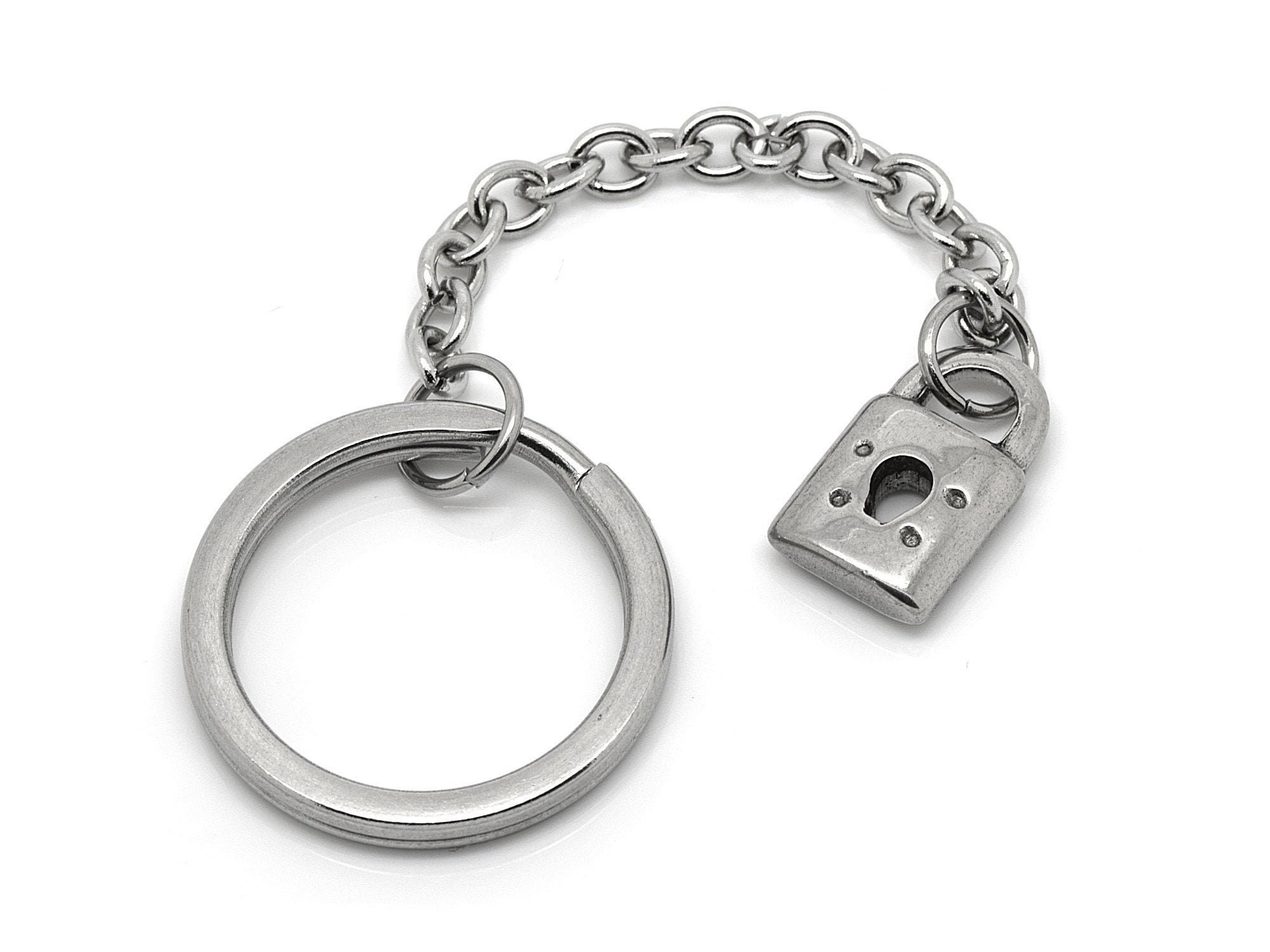 Stainless Steel Padlock Keychain With 25 Mm Key Ring - Etsy