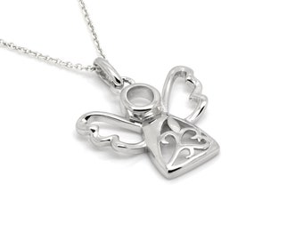Little Angel Pendant Necklace, 925 Sterling Silver Charm Including Chain