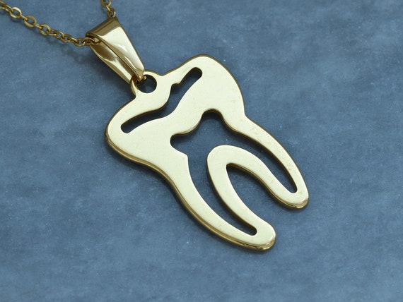 大きな臼歯ネックレス、ゴールド親知らずペンダント、ステンレス