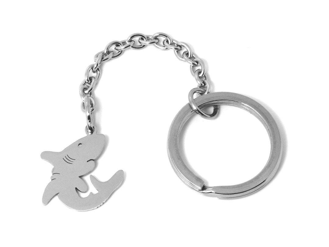 Shark Keychain in Stainless Steel With 25 Mm Key Ring Etsy