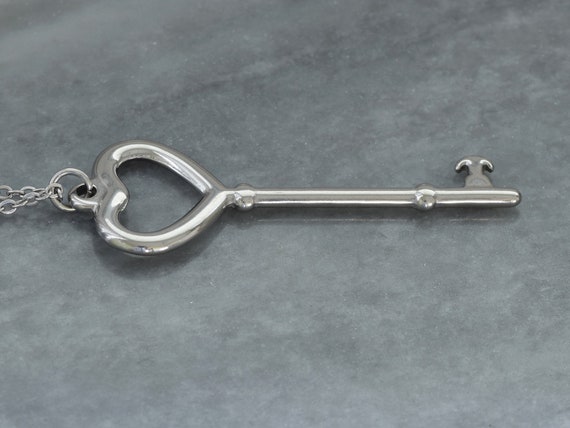 Big Heart Key Necklace in Stainless Steel, Two Inch Love Pendant
