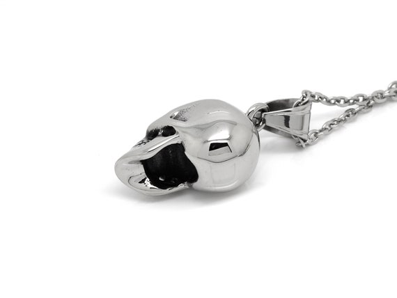 Human Skull Necklace in Stainless Steel on 24 Human Skull Necklace in Stainless Steel on 24