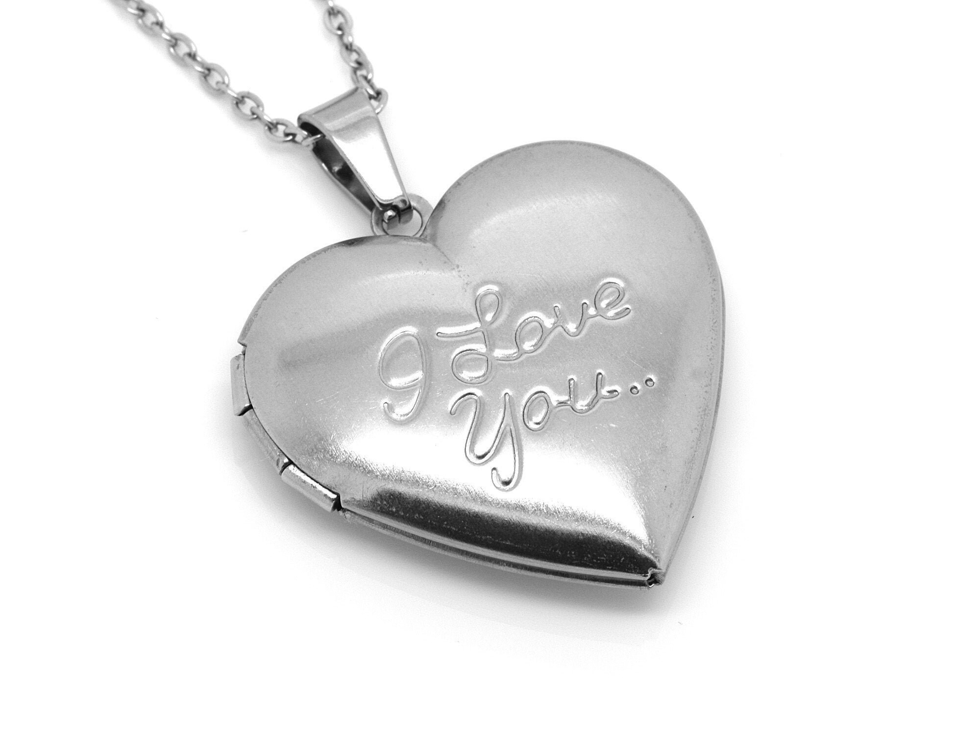 Engraved Heart Photo Locket Necklace, Personalized Picture Silver Pend –  Gifts Journey