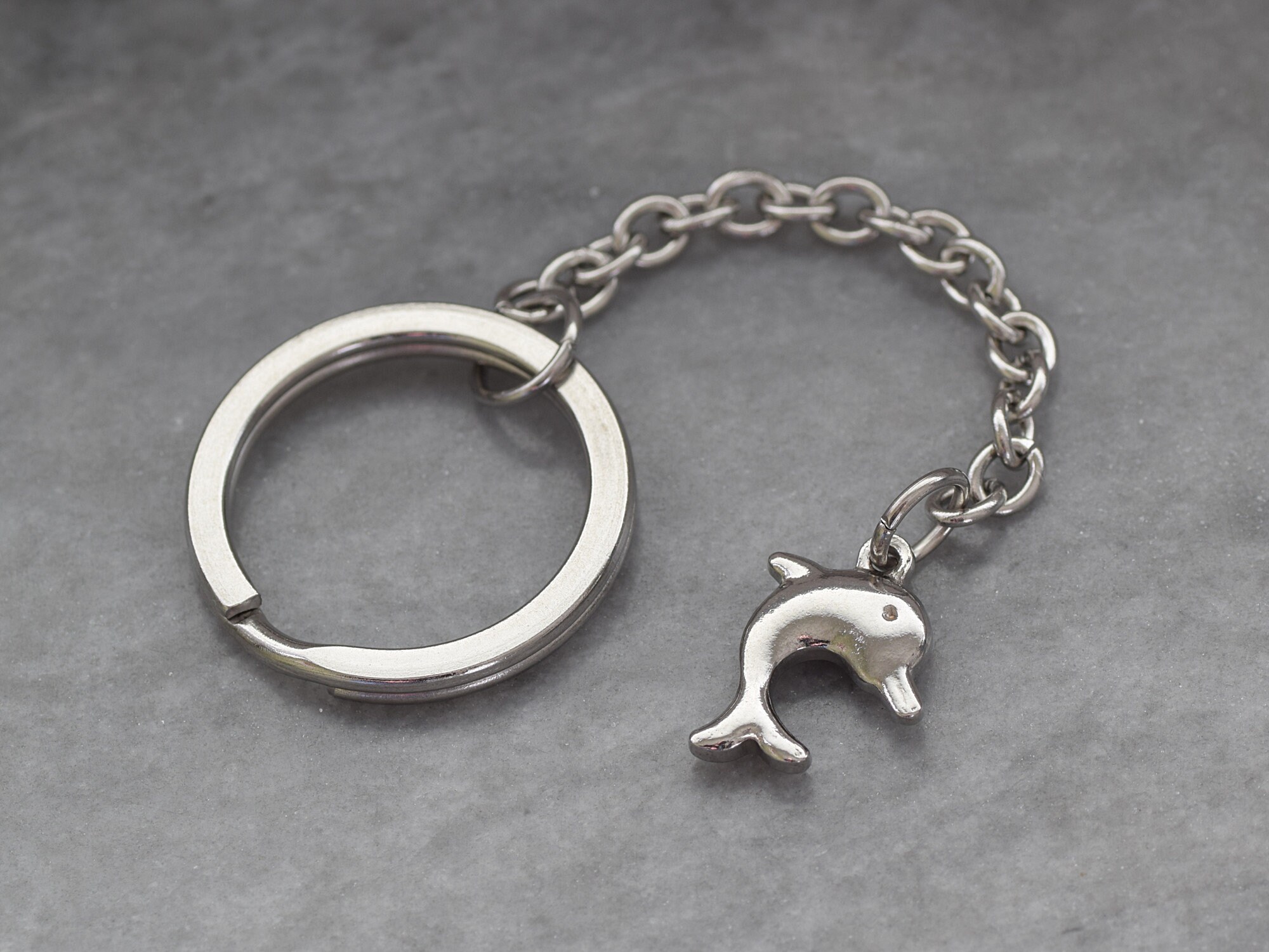 Stainless Steel Dolphin Keychain With 25 Mm Key Ring - Etsy