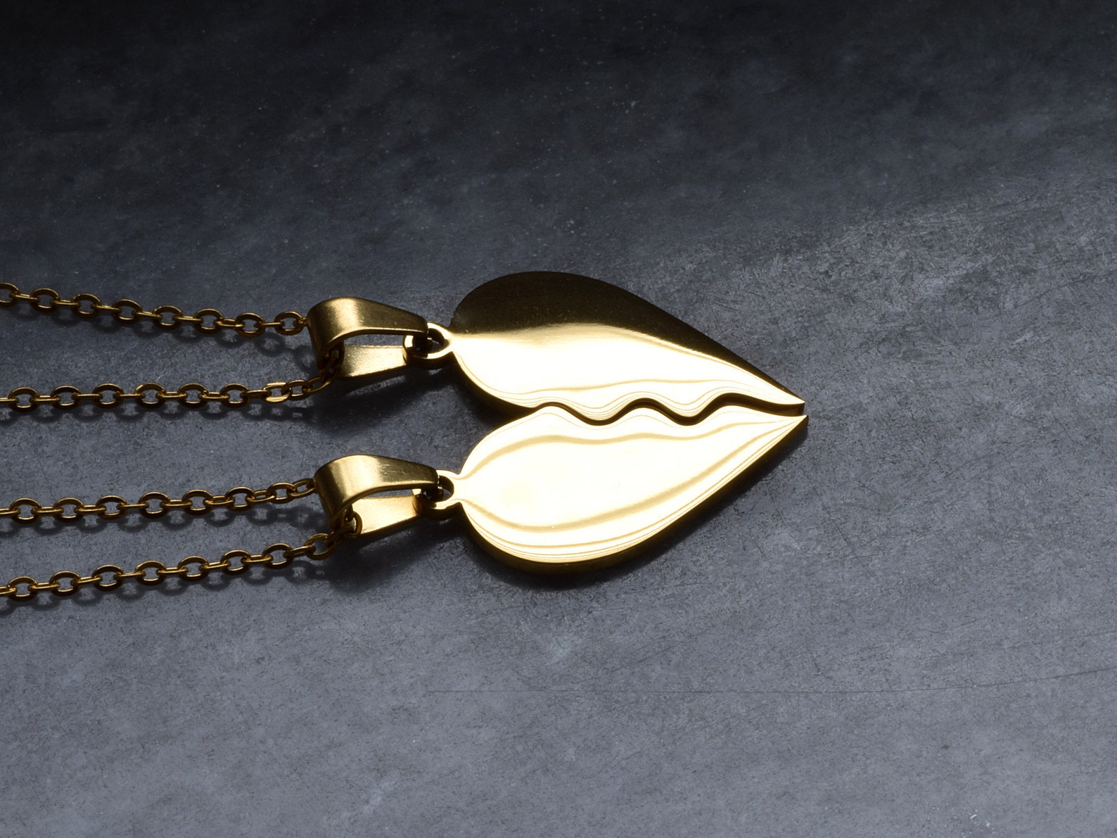 Split Gold Broken Heart Pendant Necklace BFF Divided Jewelry Etsy