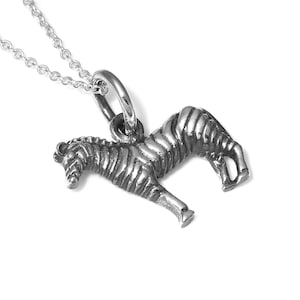 Sterling Silver Zebra Necklace, Africa Pendant, Animal Jewelry