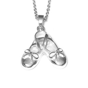 Sterling Silver Ballerina Shoes Necklace, Ballet Pendant, Dance Jewelry