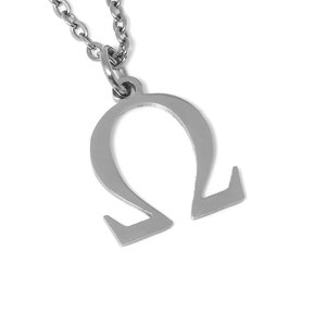 Omega Necklace, Greek Letter Pendant, Ohm Resistance Symbol Jewelry in Stainless Steel