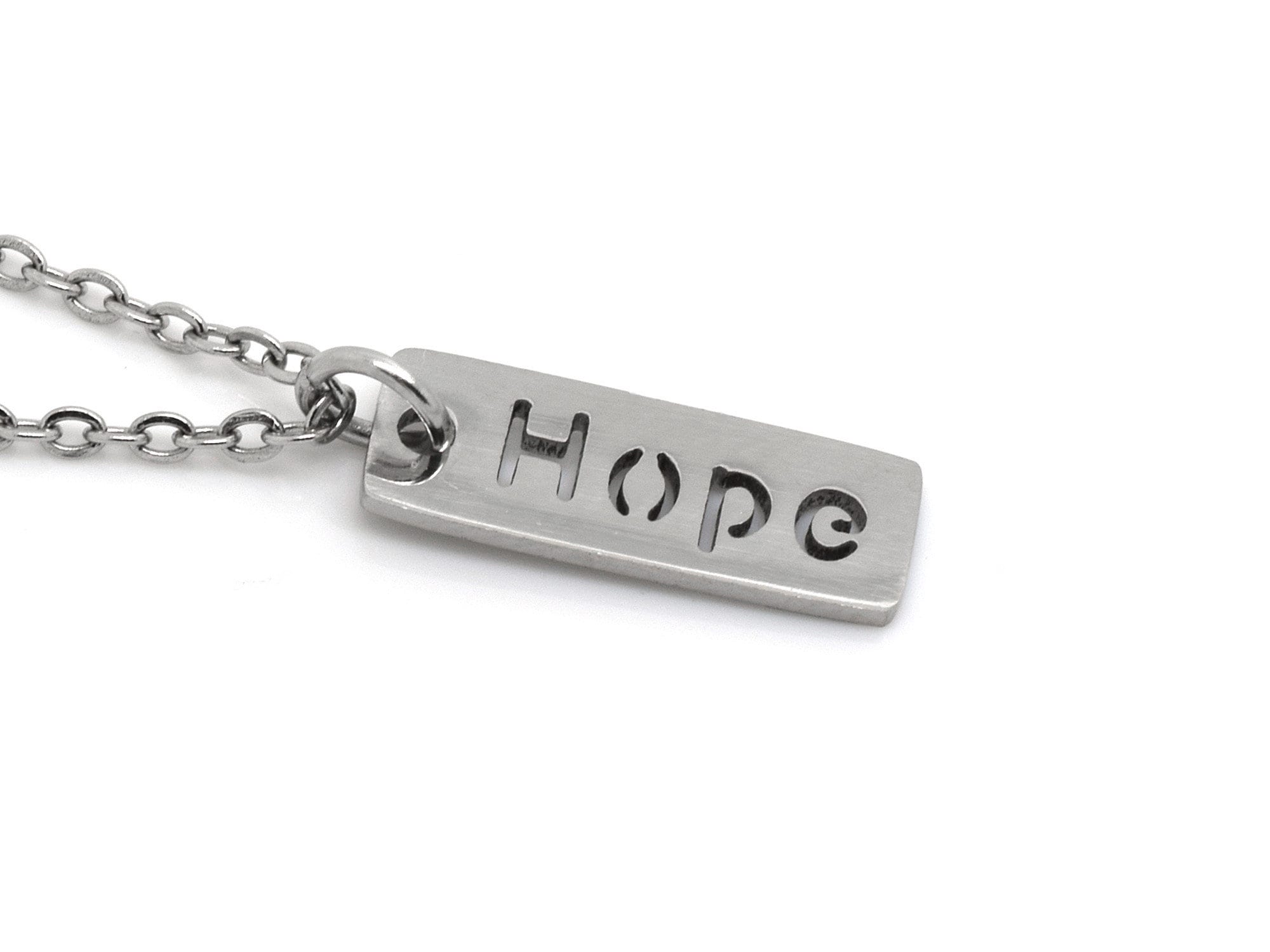 Hope Tag Necklace in Stainless Steel, Letter Text Pendant, Word Jewelry ...