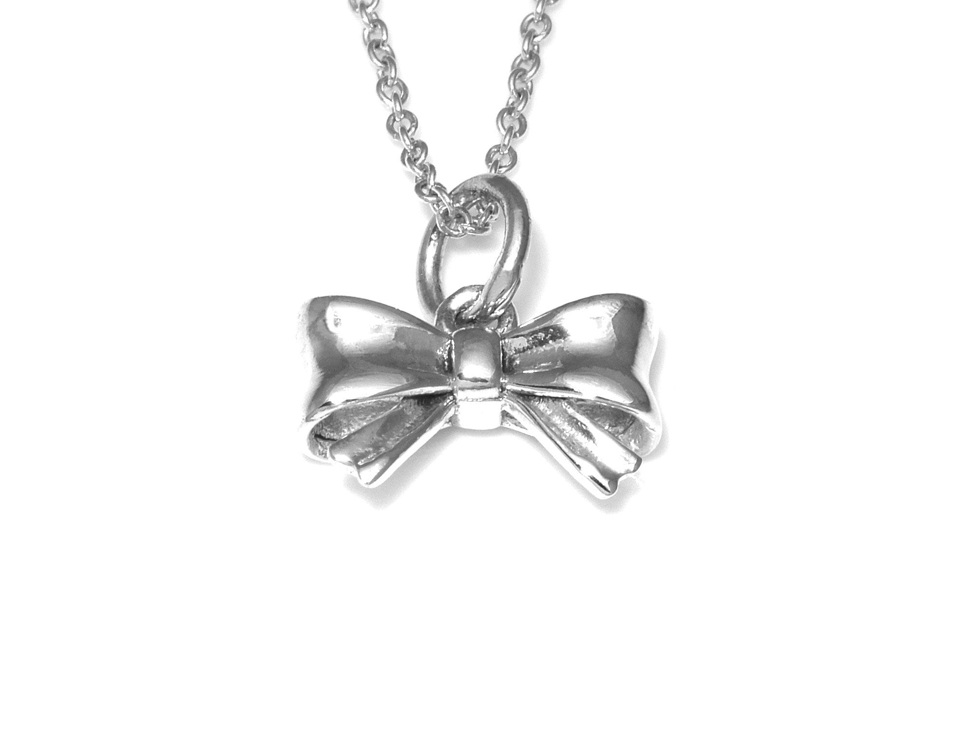 Sterling Silver Bow Tie Necklace, Cute Pendant, Pretty