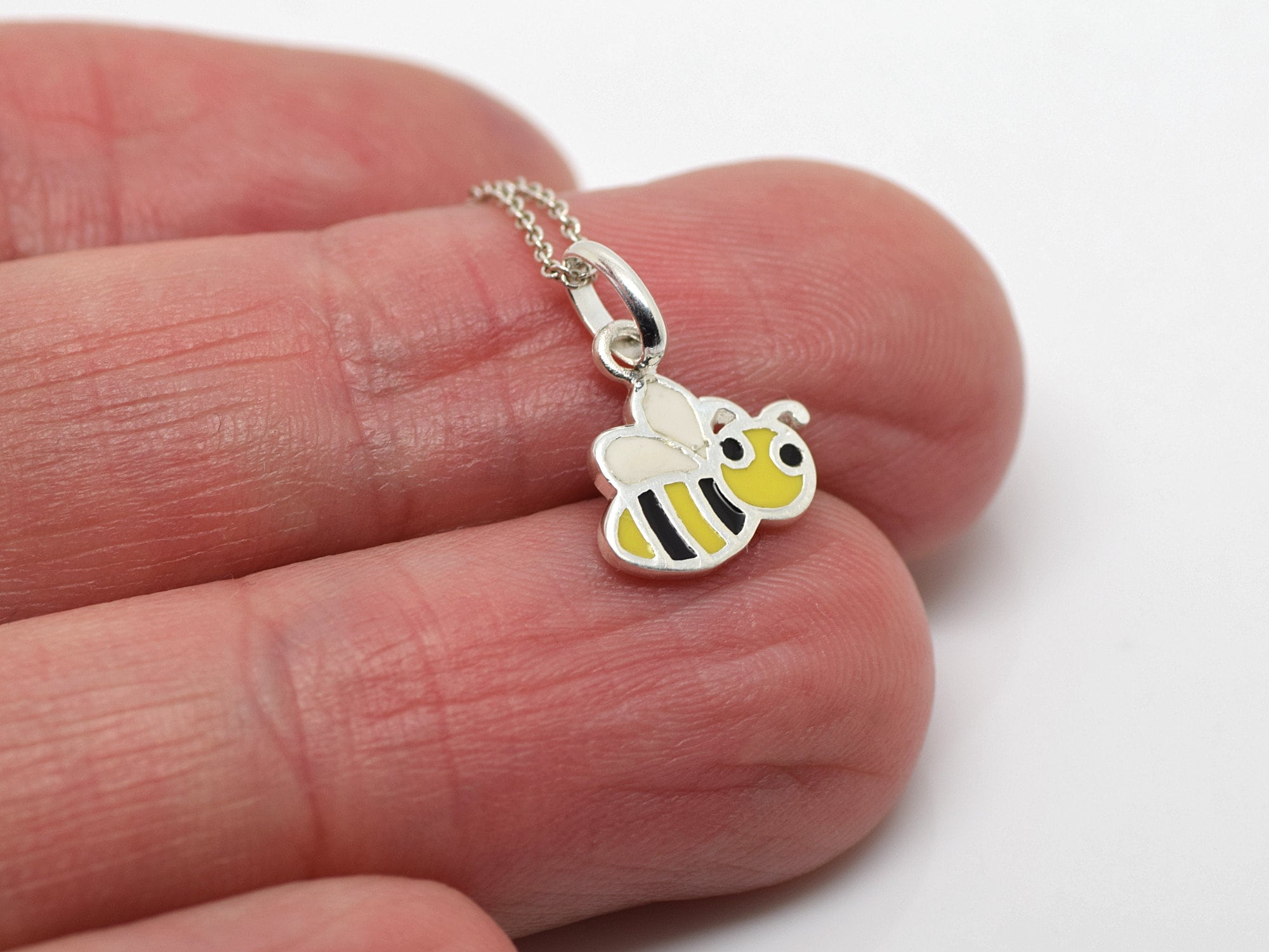 Buy Cute Yellow Enamel Bee Pendant Necklace 925 Sterling Jewelry