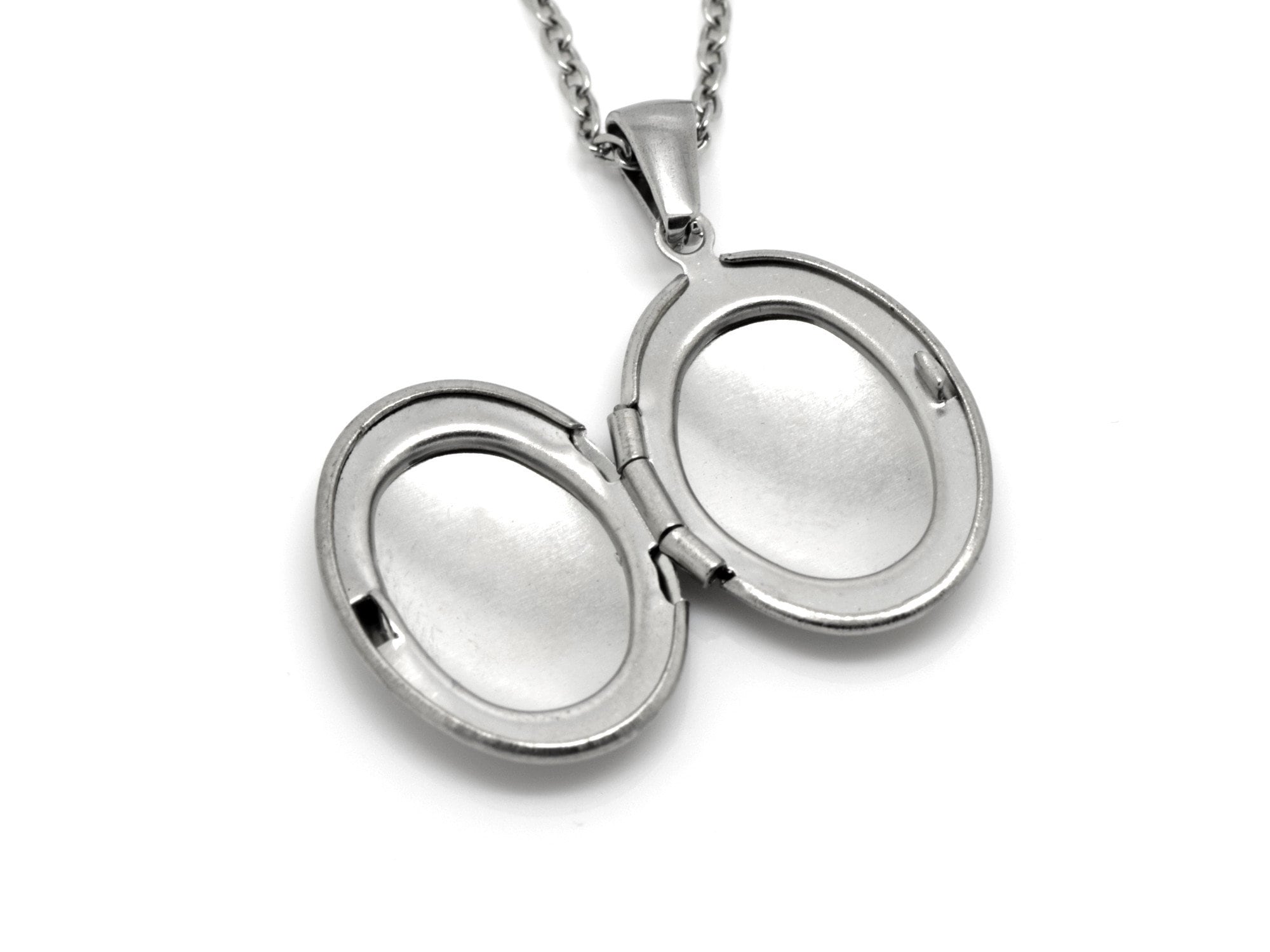 Kleines, Gravierbares, Ovales Medaillon Aus Sterlingsilber An Einer Kette, 16–24 Zoll