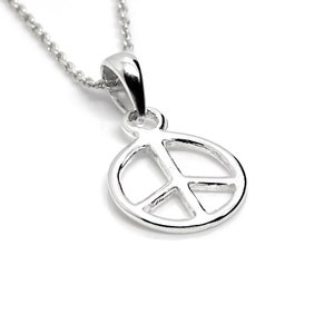 Frieden Zeichen Charm Halskette, 925 Sterling Silber Anhänger einschließlich Kette, Hippie-Schmuck