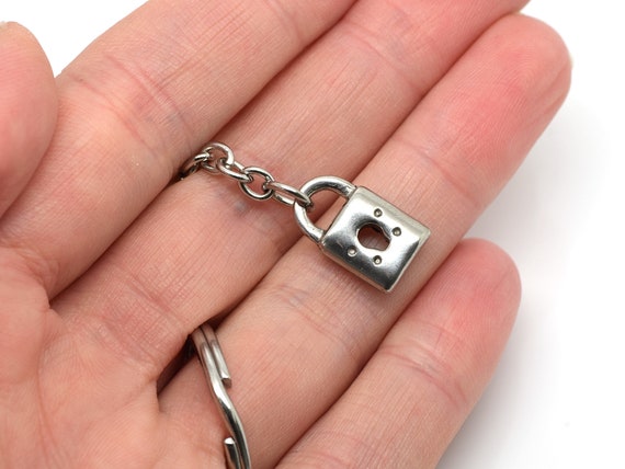 Stainless Steel Padlock Keychain With 25 Mm Key Ring - Etsy