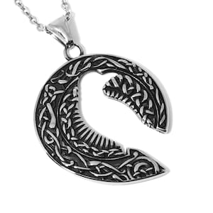 Hugin Munin Raven Necklace, Bird Pendant, Viking Jewelry in Stainless Steel