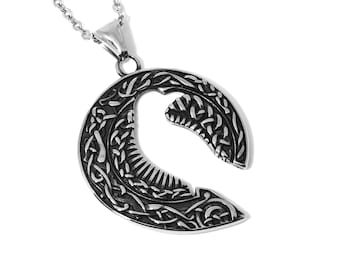 Hugin Munin Raven Necklace, Bird Pendant, Viking Jewelry in Stainless Steel