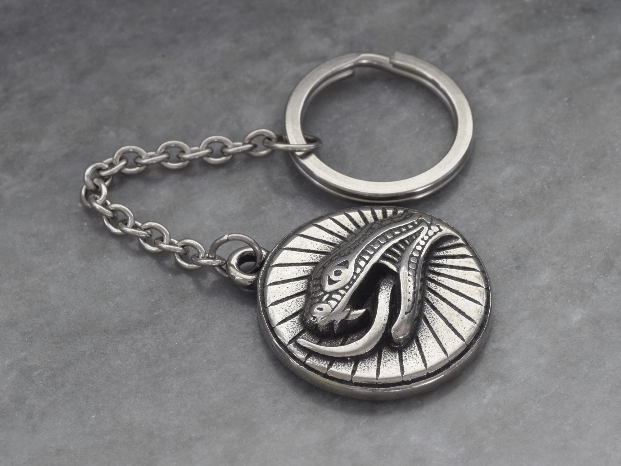 Cobra Snake Head Keychain in Stainless Steel With 25 Mm Key Etsy