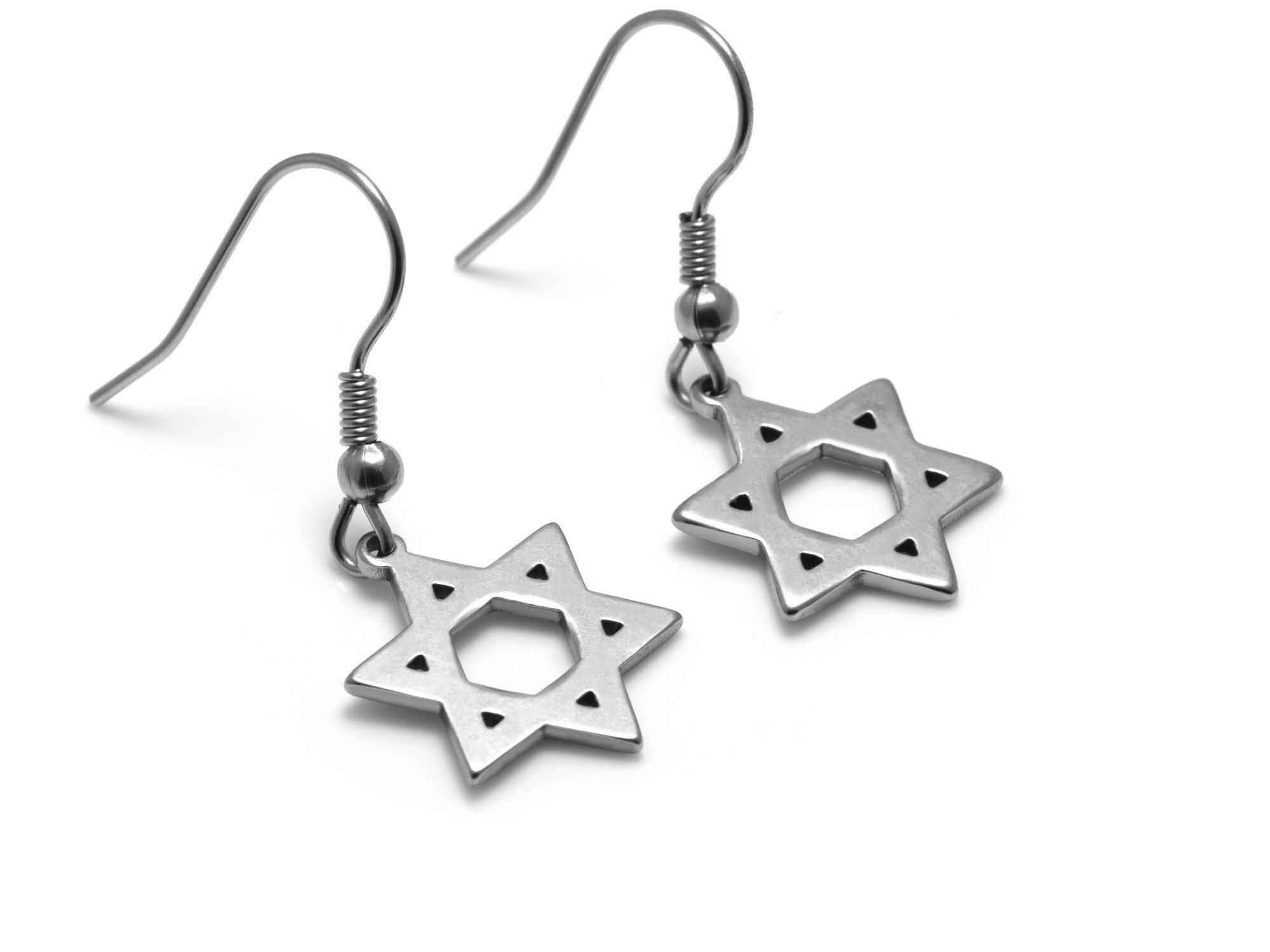 VASSAGO Orecchini Hanukkah da donna Ebraica Menorah orecchini pendente stella di David con candela orecchini a goccia Chanukah gioielli regali (Argento
