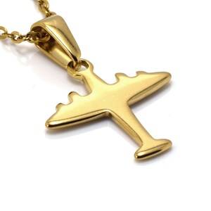 Gold Flugzeug Anhänger Halskette aus Edelstahl, Flugzeug Flugzeug Pilot Charm Schmuck, Flugzeug Spotting Planespotter Geschenk